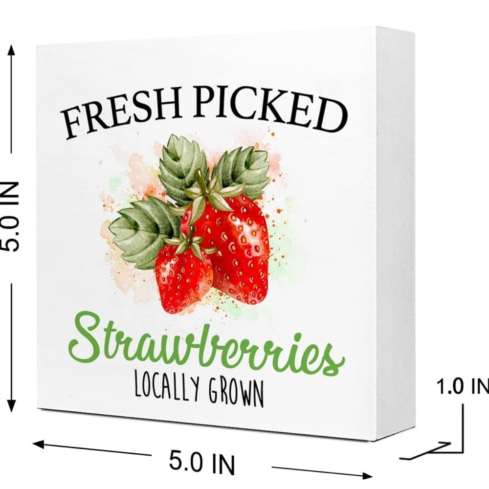 Desktop sign – fresh picked strawberries – new